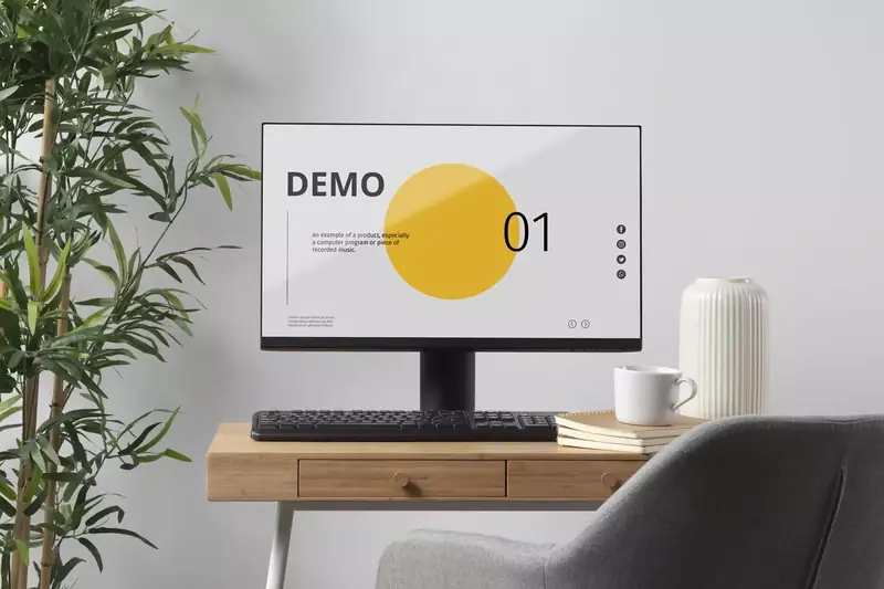 Monitor z projektem graficznym landing page